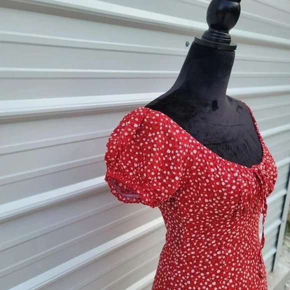 Morning Mist Women Floral Print Off The Shoulder Lined Button-Down Mini Dress S - Picture 4 of 12